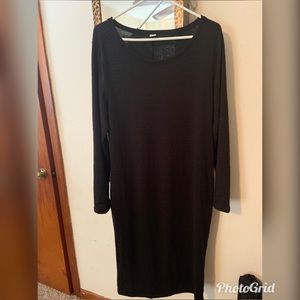Black long sleeve midi dress